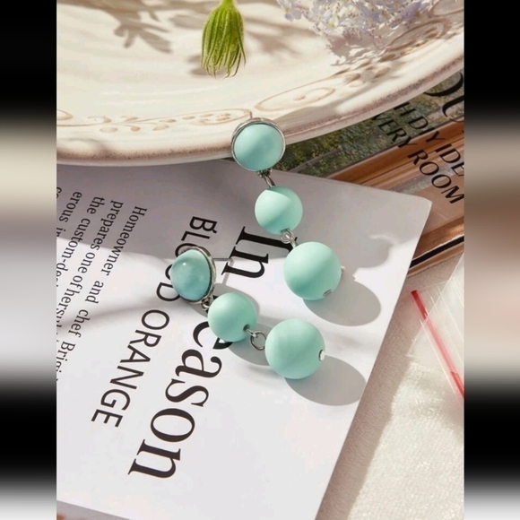 ROUND Ball Charm Drop Earrings - Picture 1 of 3